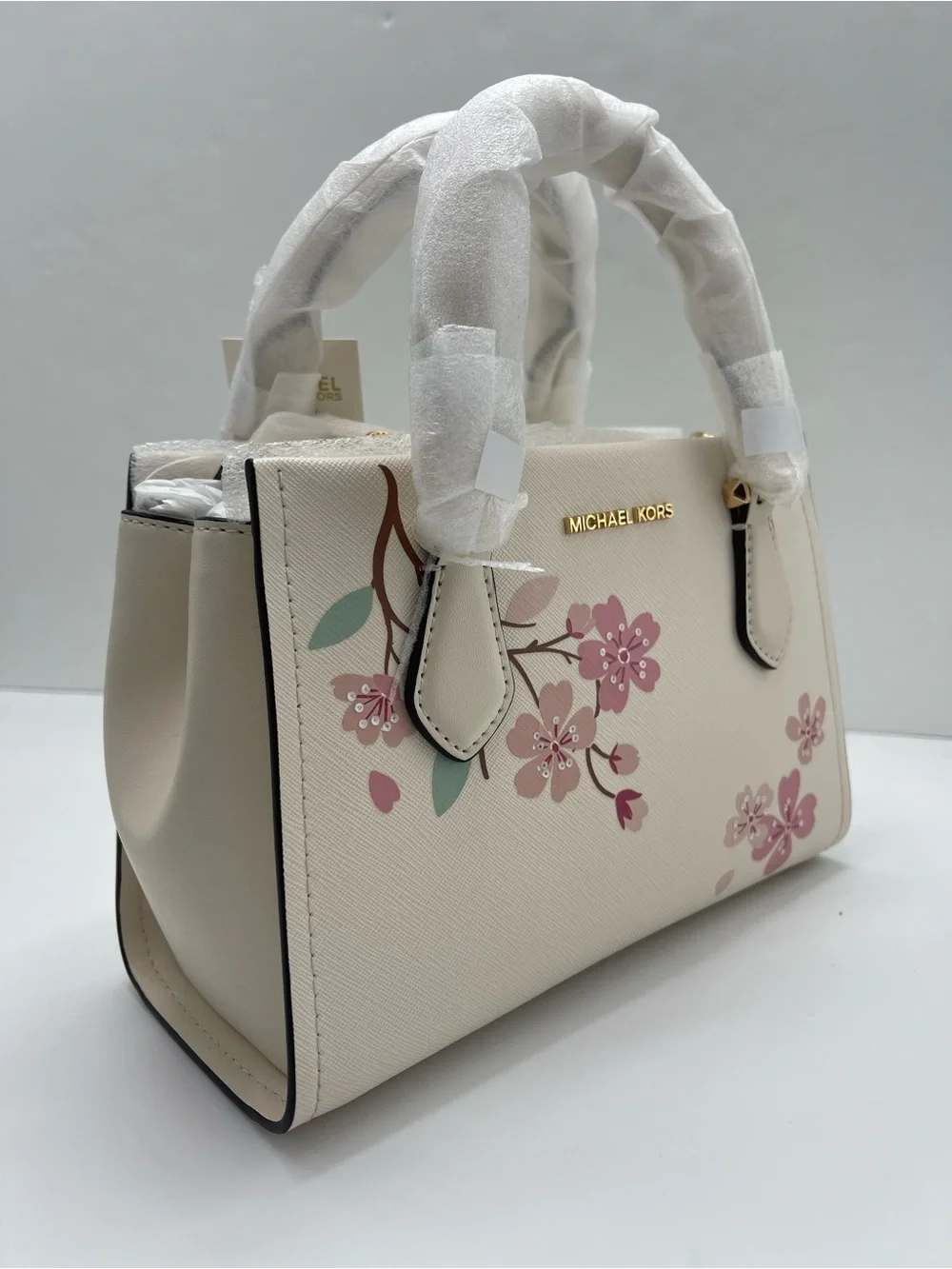 MICHAEL KORS Marilyn Sma Embellished Satchel Crossbody Messenger Lt Cream NWT